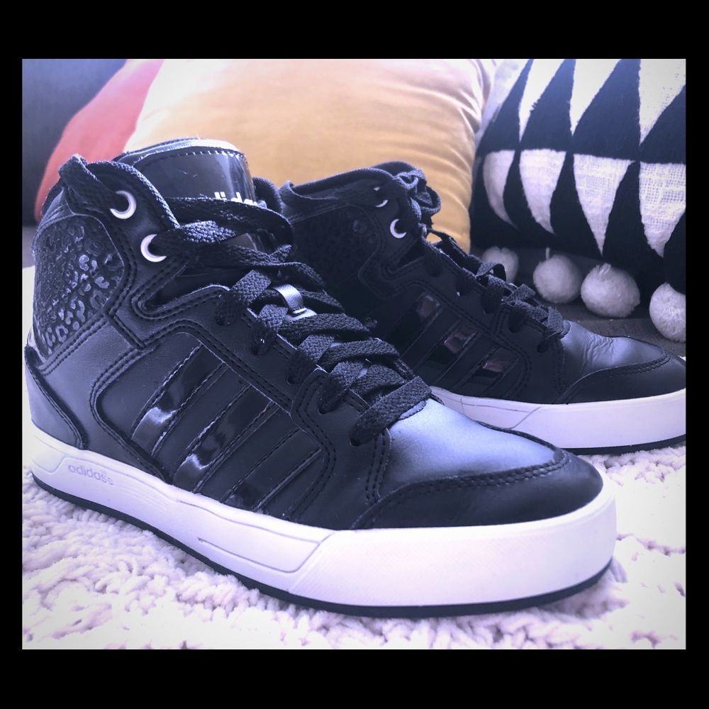 Black high top adidas woman's size 6